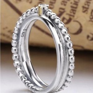 Pandora Rising Star diamond silver and gold ring